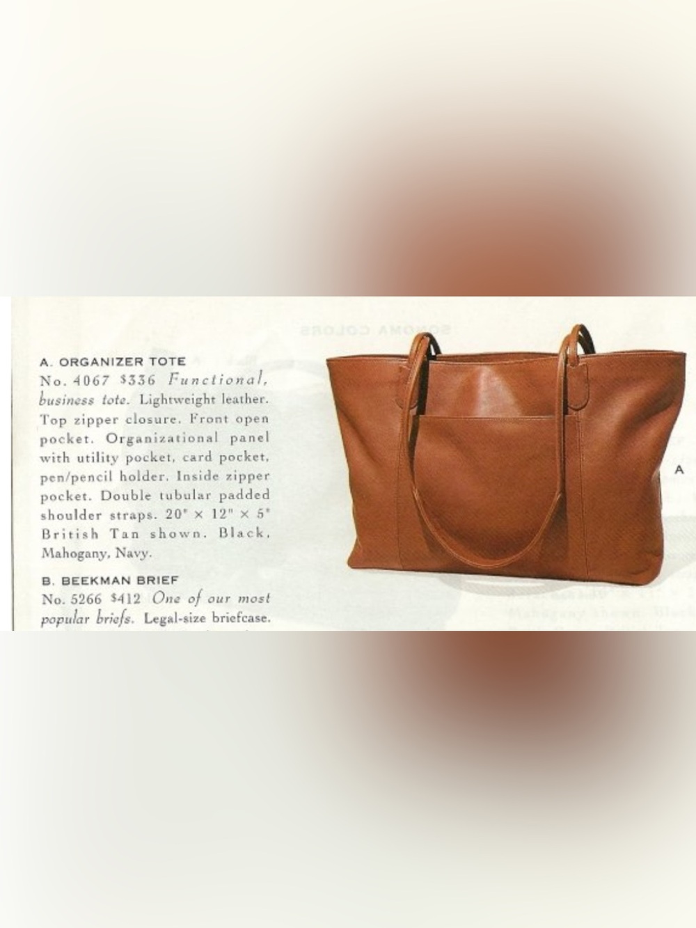1996 Vintage Coach Organizer Tote 4067 Cappuccino Brown Weekender Work Bag Purse
